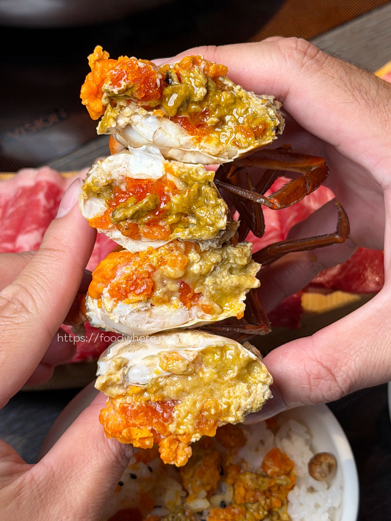 高雄火鍋推薦《舞古賀鍋物專門店》活跳跳新鮮爆蛋紅蟳單隻 99 元，36oz 大份量肉盤雙人餐 @高雄美食底對